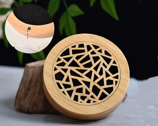 Bambus Räucherbox rund mit Verzierung