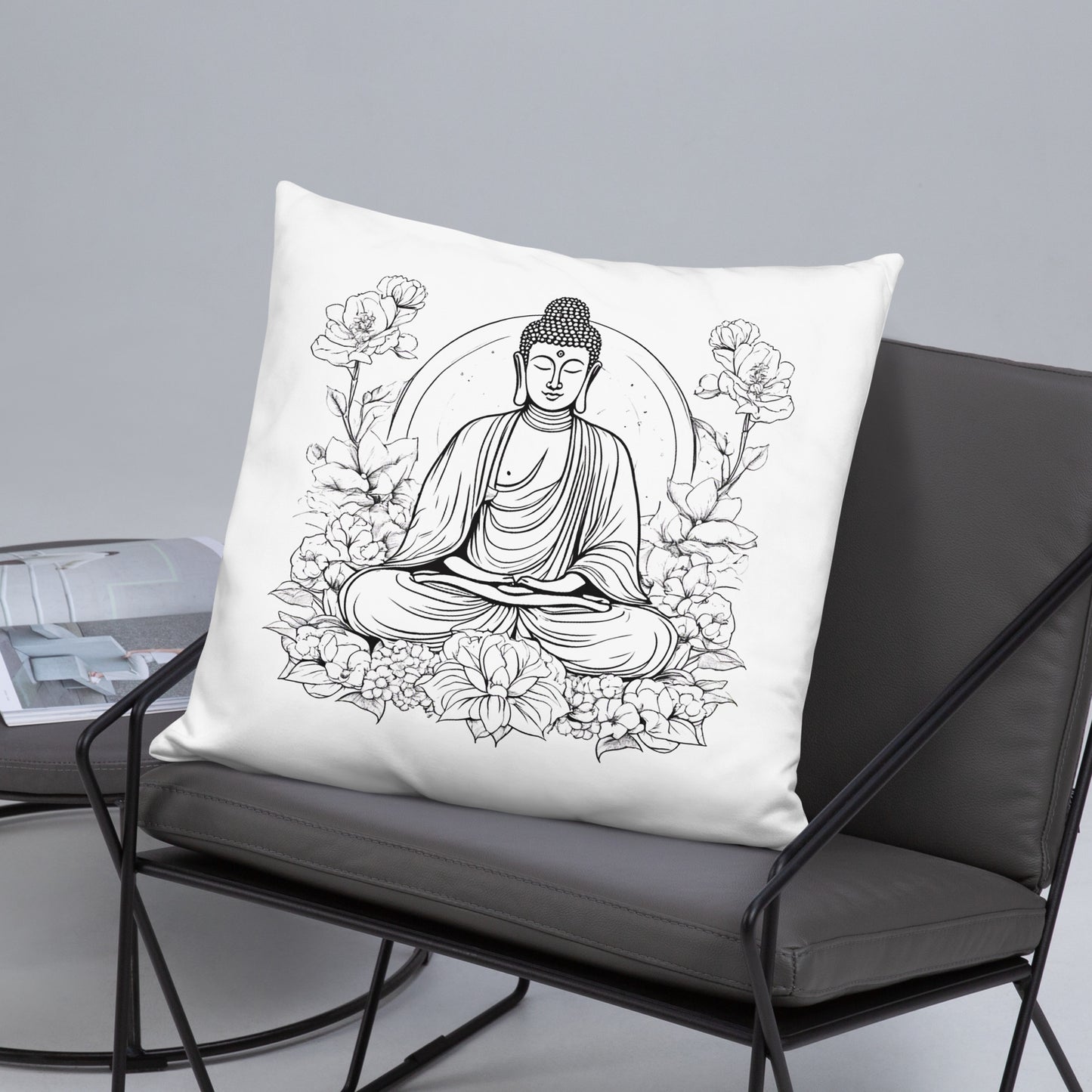Kissen mit Füllung Buddha im Blumenfeld