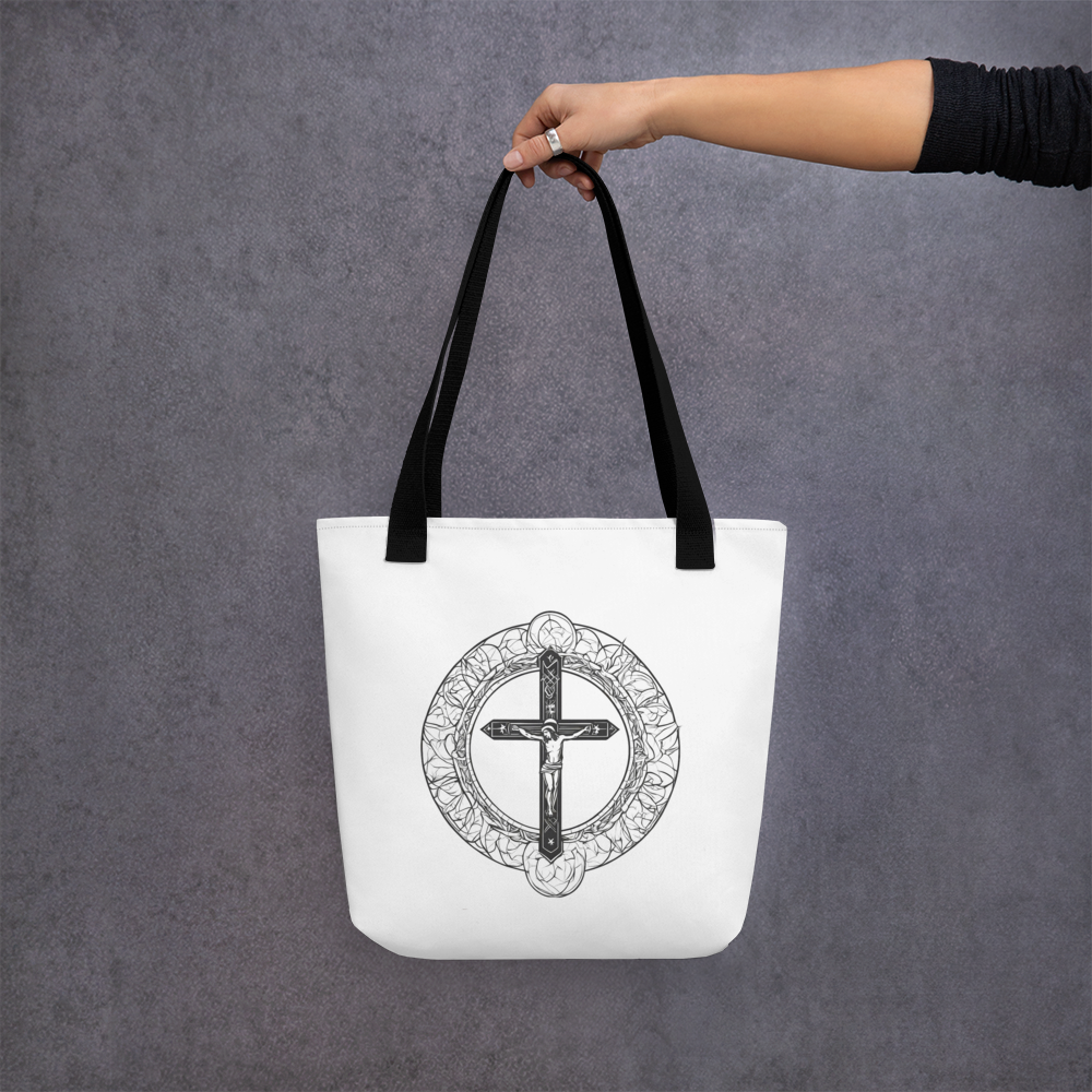 Stofftasche weiß Jesus Kreuz