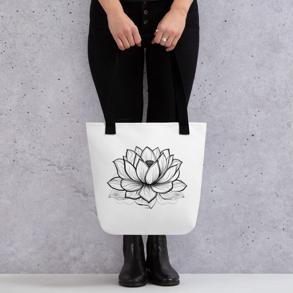 Stofftasche weiß Lotusblüte