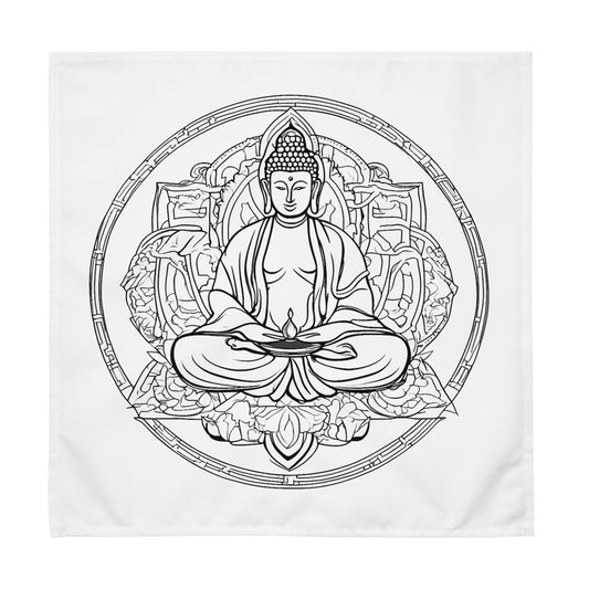 Stoffservietten 4er Set weiß Buddha im Kreis