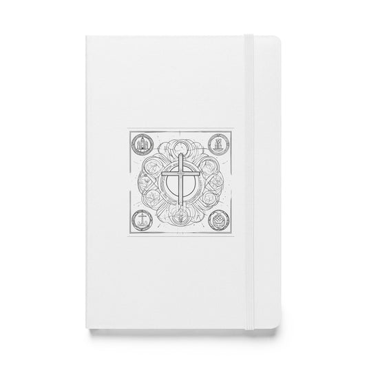 Hardcover Notizbuch weiß Kreuz & Kirche mit Rahmen