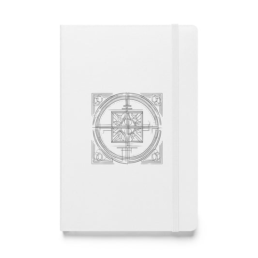 Hardcover Notizbuch weiß Kreuz graphisch