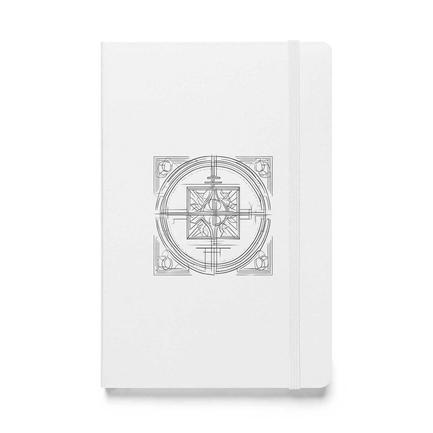 Hardcover Notizbuch weiß Kreuz graphisch