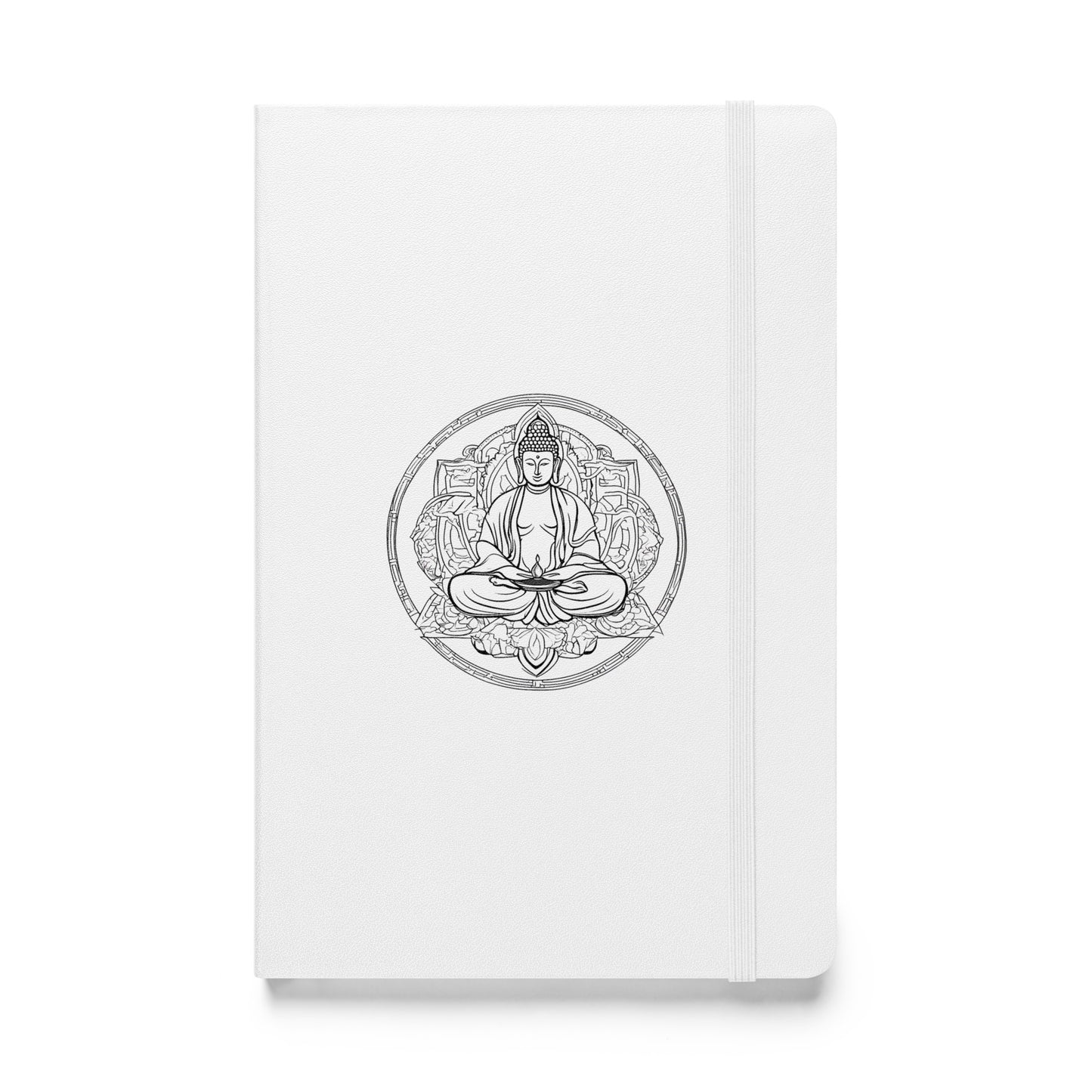 Hardcover Notizbuch weiß Buddha im Blumenfeld
