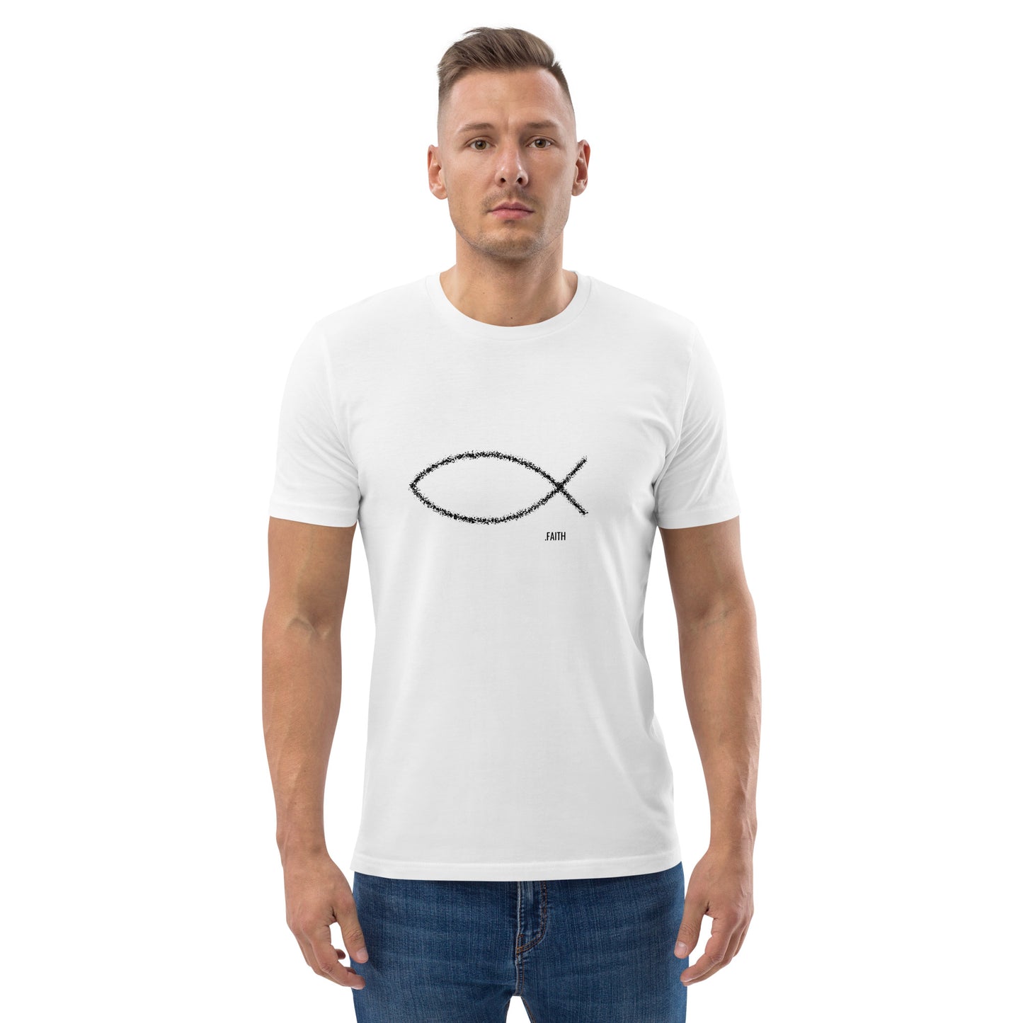 Bio Baumwoll T-Shirt Fisch "Faith" weiß